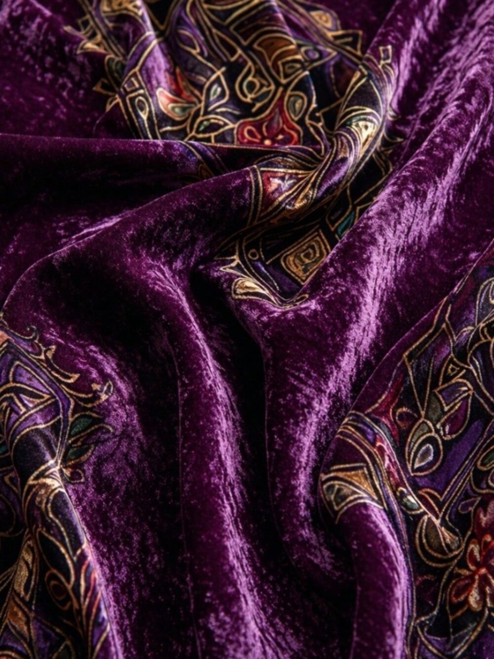 Purple Boho Women's Casual Floral Print Wide Leg Flowy Trousers - Picture 2 of 3